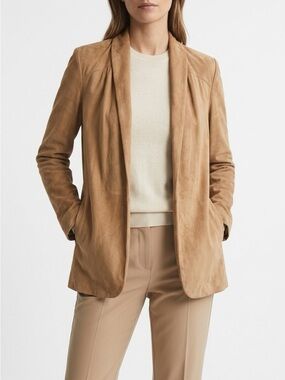 Lady Scully vintage boho suede open front jacket tan size 10